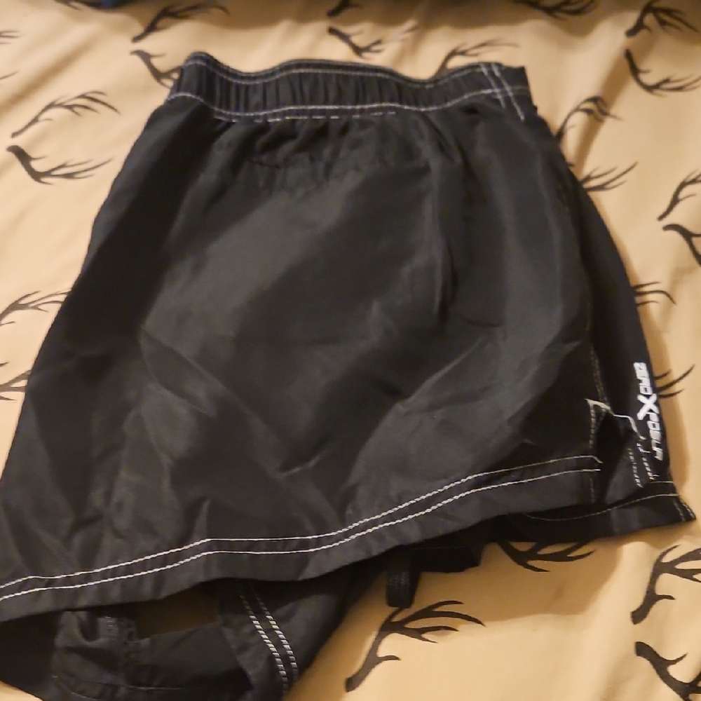 Xposure Black Sports Shorts with White Stitching